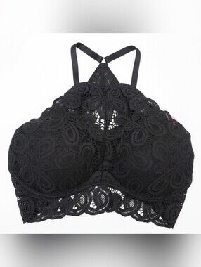 NEW Lot of 2 PINK Victoria's Secret Lace High Neck Bralette Black & White M